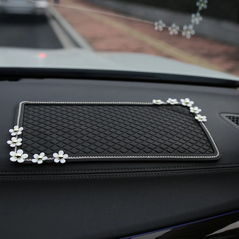Diamond-Daisy-Flower-Anti-Slip-Mat-with-Crystal-Non-Slip-Pading-Car-Sticky-Dash-Board-Phone-Keys-Pad-3