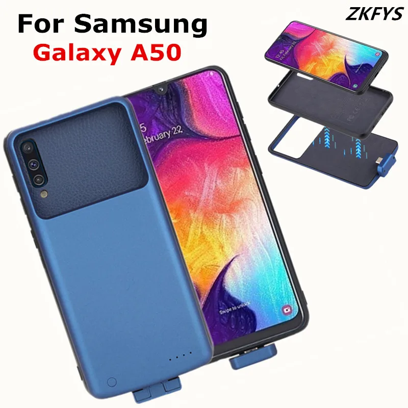 ZKFYS Чехлы для зарядки аккумуляторов Samsung Galaxy A50 чехол внешнего аккумулятора 5000 мАч