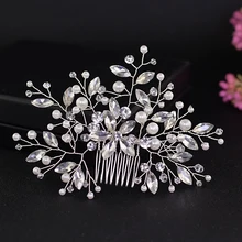 BUFEI HP117 свадебные жемчужные заколки для волос для женщин перламутровая расческа для волос с жемчужиной и кристаллами головная повязка цветок головные уборы для невест