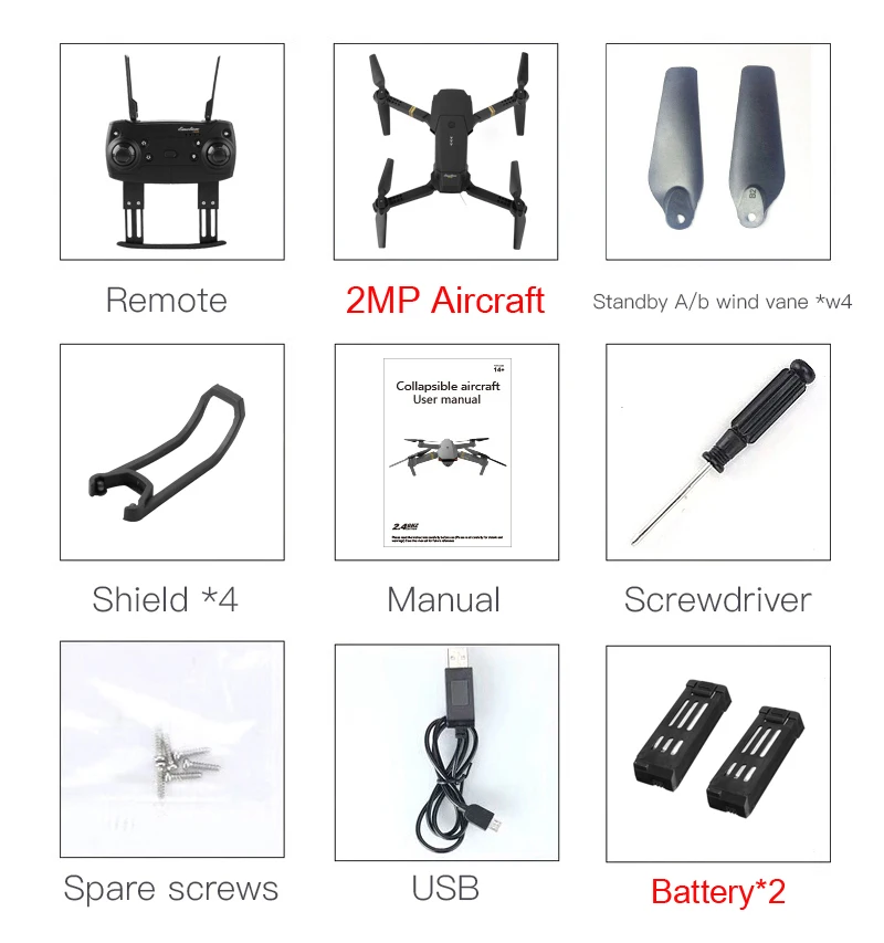 2MP x 2 Battery Eachine E58 Wi-Fi FPV с широкоугольным HD 1080P камера режим удержания складной рычаг RC Квадрокоптер Дрон X Pro RTF Дрон для подарка - Цвет: 2MP x 2 Battery