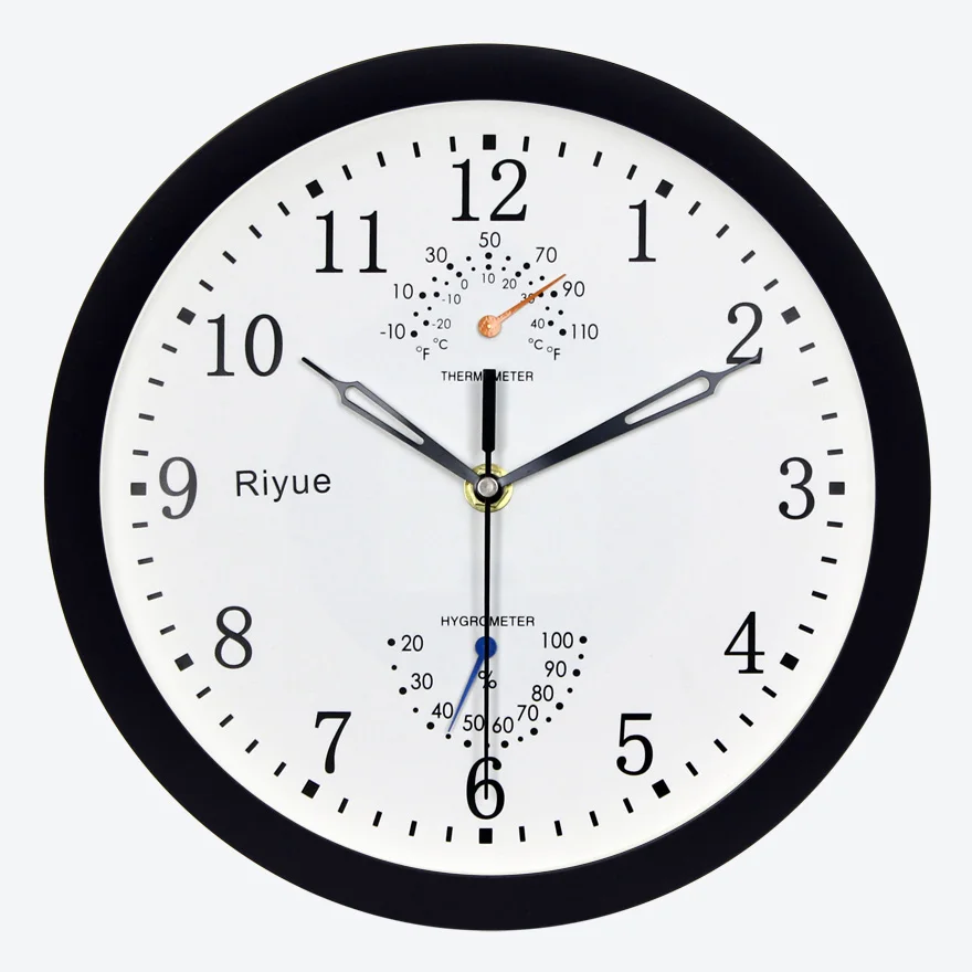 

Temperature Humidity Meter Silent Watch Living Room Wall Clock Bedroom Creative Wall-Mounted Thermometer Quartz Clock Home Decor