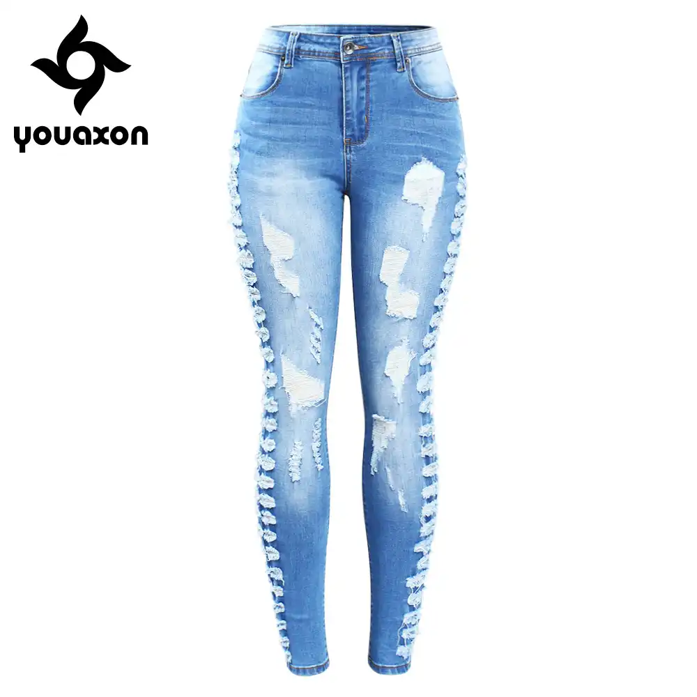 stretchy ripped jeans womens