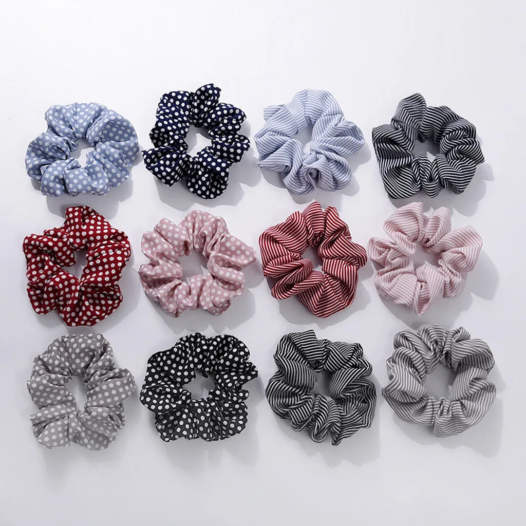 

Polka Dot Scrunchies Women Elastic Hair Rope Ring Tie Ponytail Holder Hair Band Headband Stretch Ponytail Holders Hair
