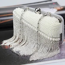 Модный вечерний клатч женская кисточка ручной работы сумка с жемчугом Ms. спальный мешок клатч Minaudiere свадебная сумочка металлическая сумка