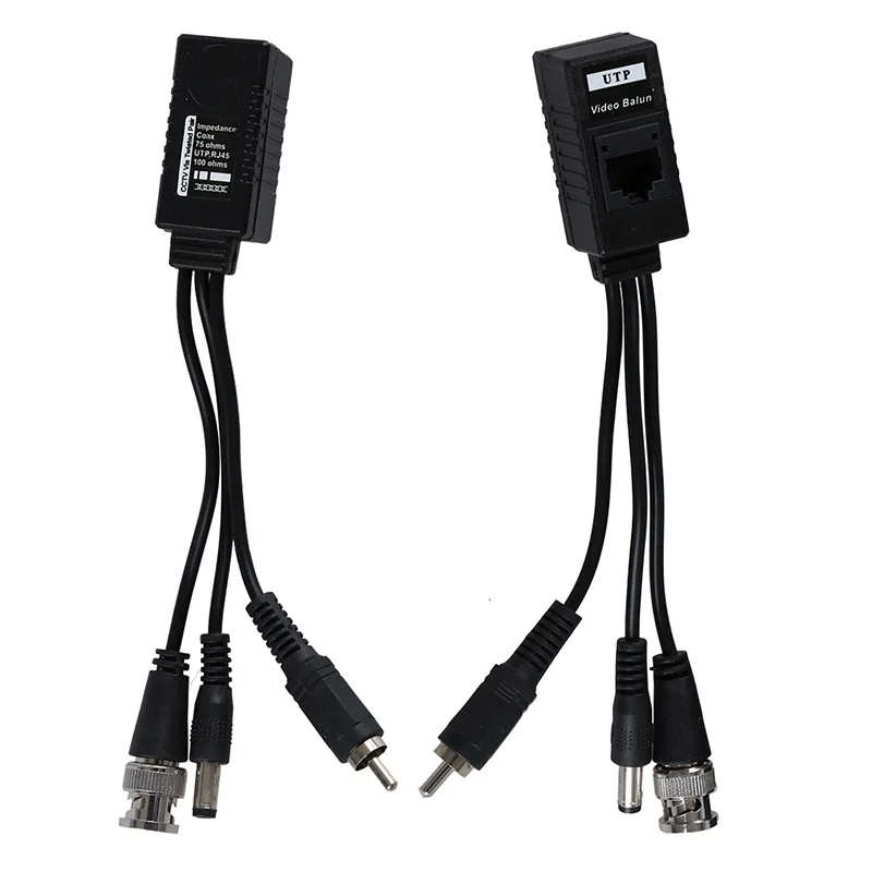 

NEW-1 Pair 3 in 1 Plug BNC Male to RJ45 Audio Video Power Balun Transceiver for CCTV Camera
