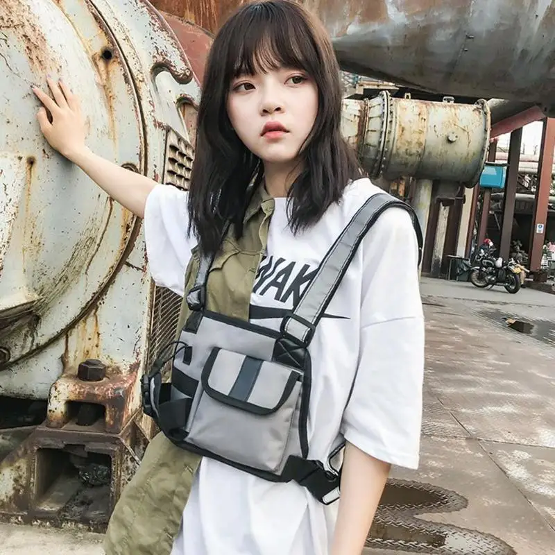 

Hip Hop Nylon Reflective Strap Waist Packs Women Men Vest Chest Rig Bags Outdoor Climbing Sports Streetwear Harness Money Pouch