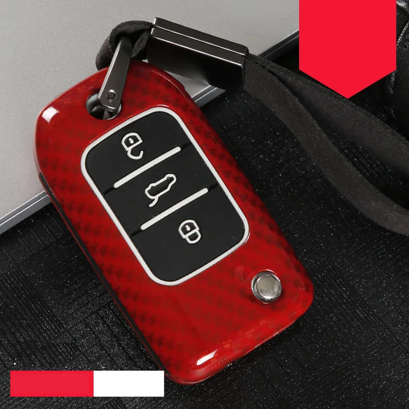 Силиконовый чехол для ключей из цинкового сплава Roewe I5 RX3 RX5 для MG ZS 3, автомобильный брелок для женщин, автомобильный держатель для ключей - Название цвета: A-carbon red