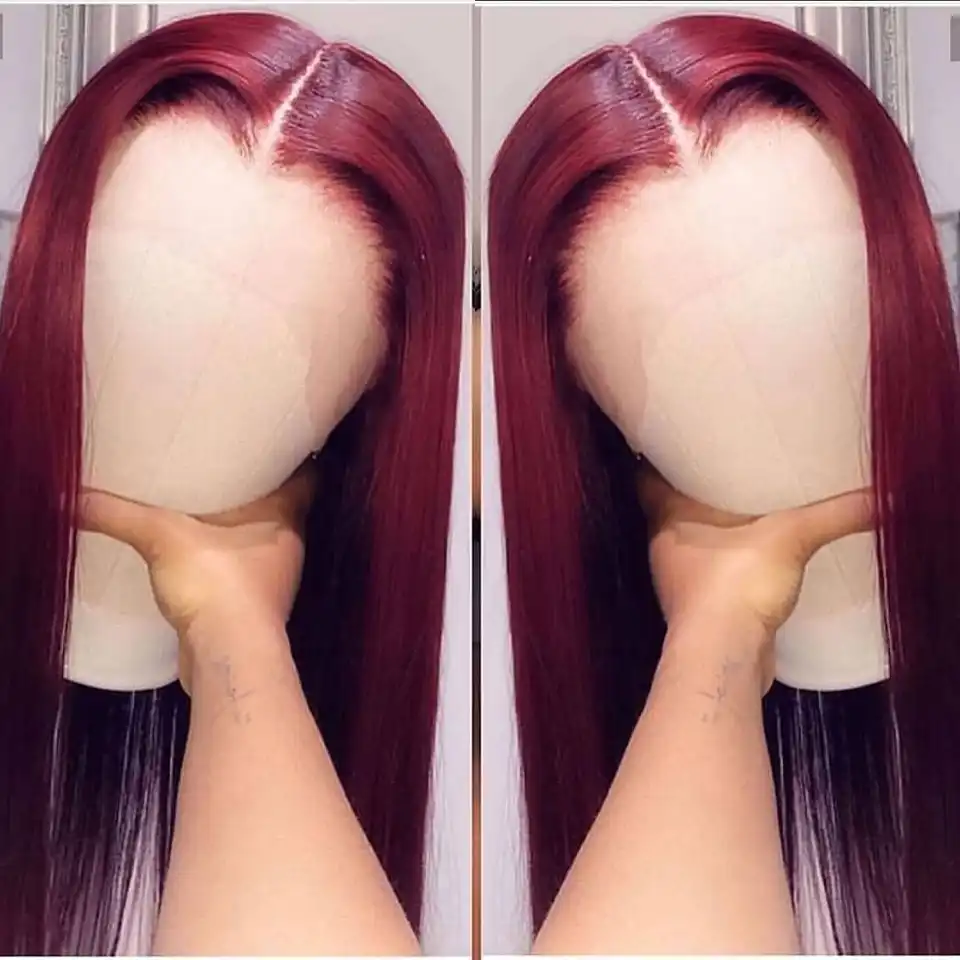 Synthetic Wigs Burgundy Red Wig For Women 24 Inches Straight 99j Color Dark Red Wine Wig Heat Resistant Fiber Hair Synthetic None Lace Wigs Aliexpress