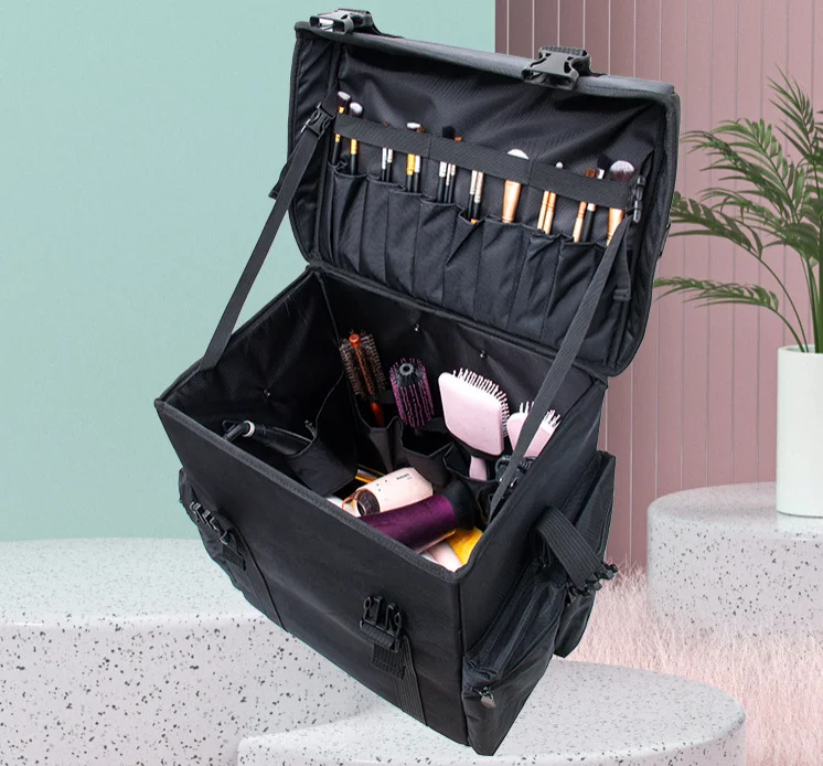 Rolling cosmetic case organizer Makeup Suitcase on wheels Train