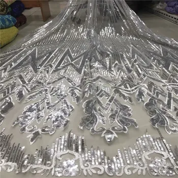 

Unique gray Design African Sequins Net Lace Fabric High Quality 2019 Nigeria Indian Embroidery Guipure Mesh Gold Sequined Lace