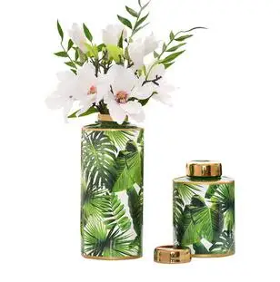 

PAINTED CERAMICS VASES TURTLE LEAF GREEN FLOWER INSERT VASE WITH COVER DESK DECORATION ORNAMENTS NORDIC FLORAL MODERN HOME DECOR
