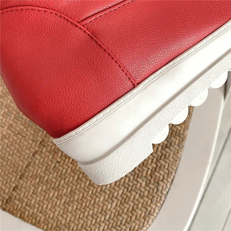 ESRFIYFE New Pu Leather Winter Boots Women Shoes Boots Knee High Boots Winter Warm Plush Thick Heel Platform Snow Boots