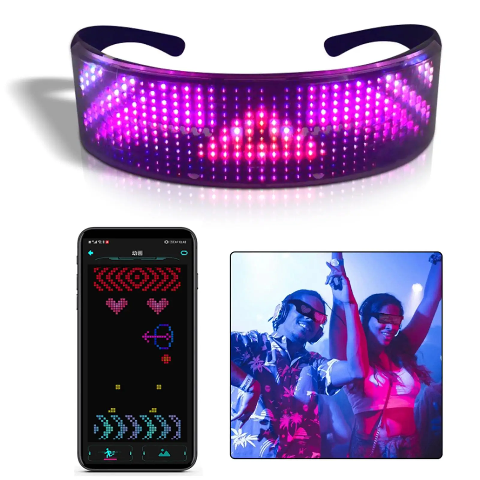 세련된 풀 컬러 빛나는 안경, LED 조명, 생일 파티 카니발 소품, 매직 스크롤링, Led 텍스트 메시지 안경