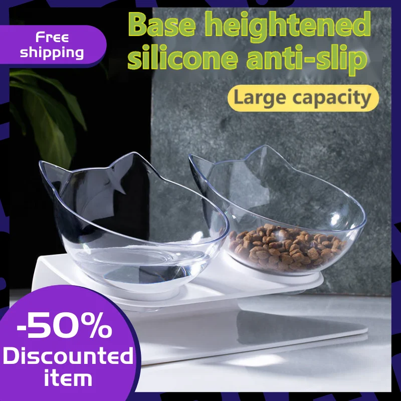 

2021 New Non-Slip Double Cat Bowl Pet Bowl, With Raised Frame, Pet Water Bowl, For Cat And Dog Feeder Pet Supplies Dog Bowl