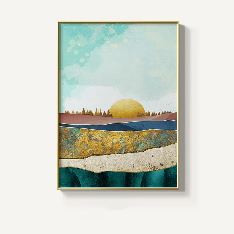 Нордическая Абстрактная Картина на холсте, закат, пейзаж, плакаты и печать, минималистичные настенные художественные картины для декора гостиной - Цвет: 04