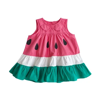

Summer Baby Girl Dress New Cotton Sleeveless Cute Solid Cartoon Watermelon Pattern Comfortable Breathable Kids Dresses for Girls