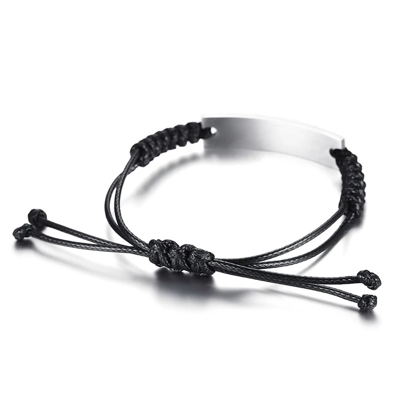 Stainless Steel Bracelet Fashion Bracelet Fashion Jewelry Anti Lost Wristband Vnox Handmade Braided Rope Bracelets for Boys Kids Stainless Steel ID Bar Bangle Children Anti Lost Jewelry Personalize Name