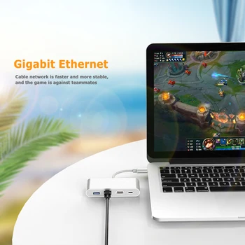 

4 in 1 Type-C HUB Adapter HDMI HW-TC42 Portable USB3.0 PD Convenient Practical Save Time Energy Simplicity RJ45 Dock