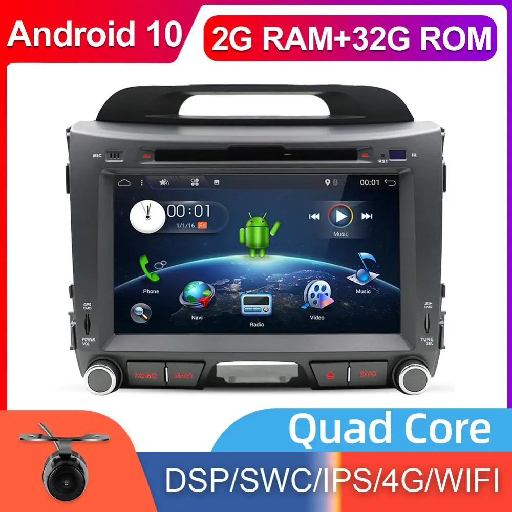 2 Din Автомобильный мультимедийный плеер для Kia Sportage 2010 2016 Радио Стерео GPS Bluetooth AUX DVD