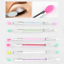 1 Pc Cosmetic 2020 New Makeup Double End Silicone Eyeshadow Eyeliner Brush Rhinestones Tool Easy to Makeup Brushes Random Color