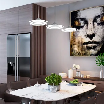 

European Style Simple Hanging Wire Household LED Pendant Lights Dining Room Fashion Creative Round Home Decor Pendant Lamps