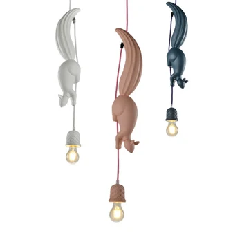 

Modern Nordic Resin Squirrel Led Pendant Lights Industrial Animal Hanging lights for Children's Room Kitchen Loft Decor Fixtures