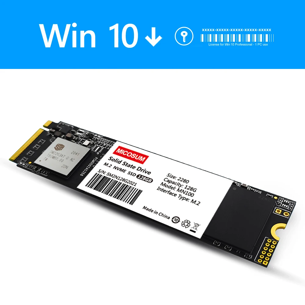 Win 10 Лицензия для домашних ключей M.2 SSD NVMe 2280 PCIe внутренний жесткий диск HDD