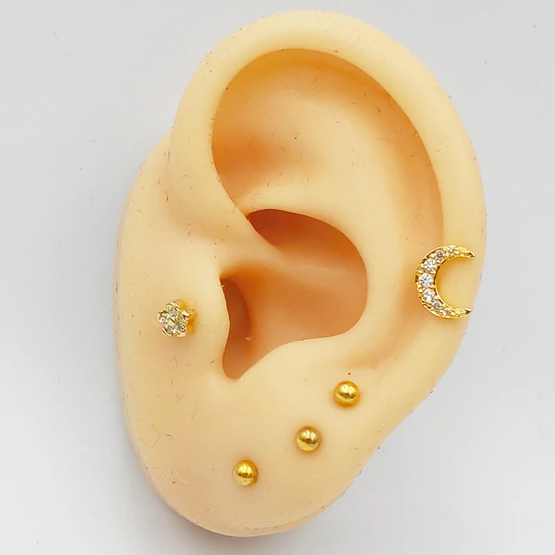 stainless steel flower tragus earring Moon and ball Helix Cartilage