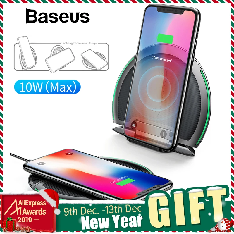 Comprar Cargador inalámbrico Qi plegable Baseus para iPhone 8 X carga inalámbrica rápida multifunción para Samsung S9 S9 + S8 Huawei Xiaomi