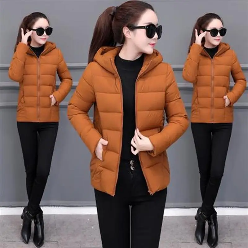 Женская короткая куртка Parkas Mujer осенняя куртка пальто Модная Осенняя однотонная теплая Повседневная пуховая парка с подкладкой Женское пальто