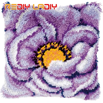 

Latch Hook Stone & Orchid Cushion Cover Pre-Printed Color Canvas Crocheting Arts & Crafts Pillow Case Sofa Pillows Home Decor