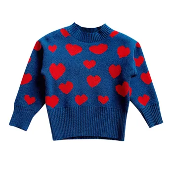 

Kids Baby Girls Long Sleeve Sweater Love Heart Pattern Knit Tops For children kids clothing Outfit Sweater детская одежда