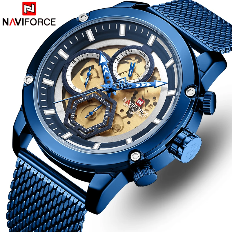 Топ NAVIFORCE мужские часы брендовые Роскошные Модные Кварцевые водонепроницаемые мужские часы спортивные стальные военные наручные часы Relogio Masculino