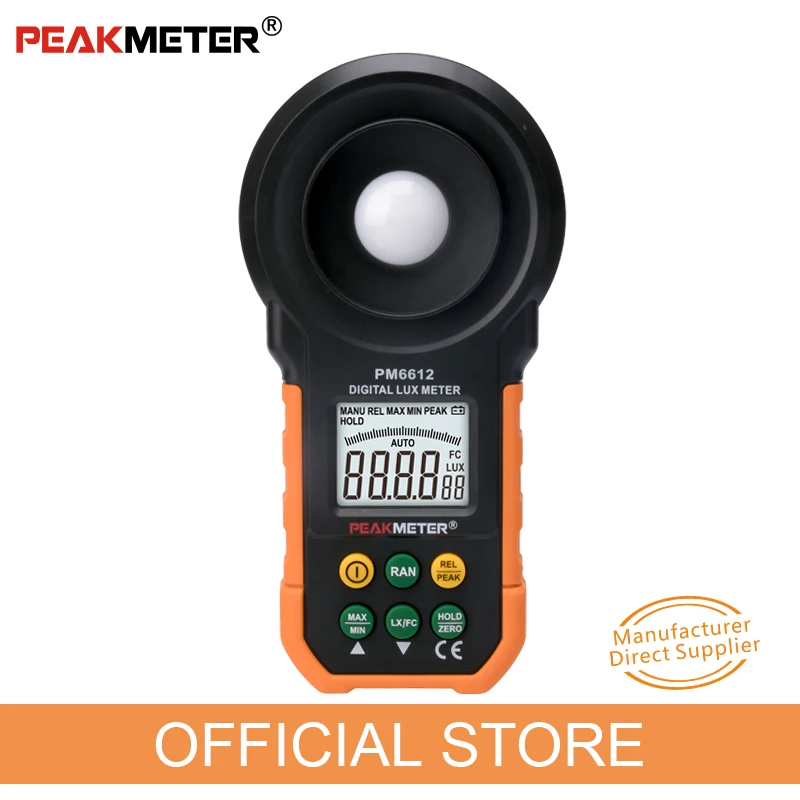 

Official PEAKMETER PM6612 Digital Analog Bar Light Lux Meter 200000 lux Handheld Light Meter for Light Measuring