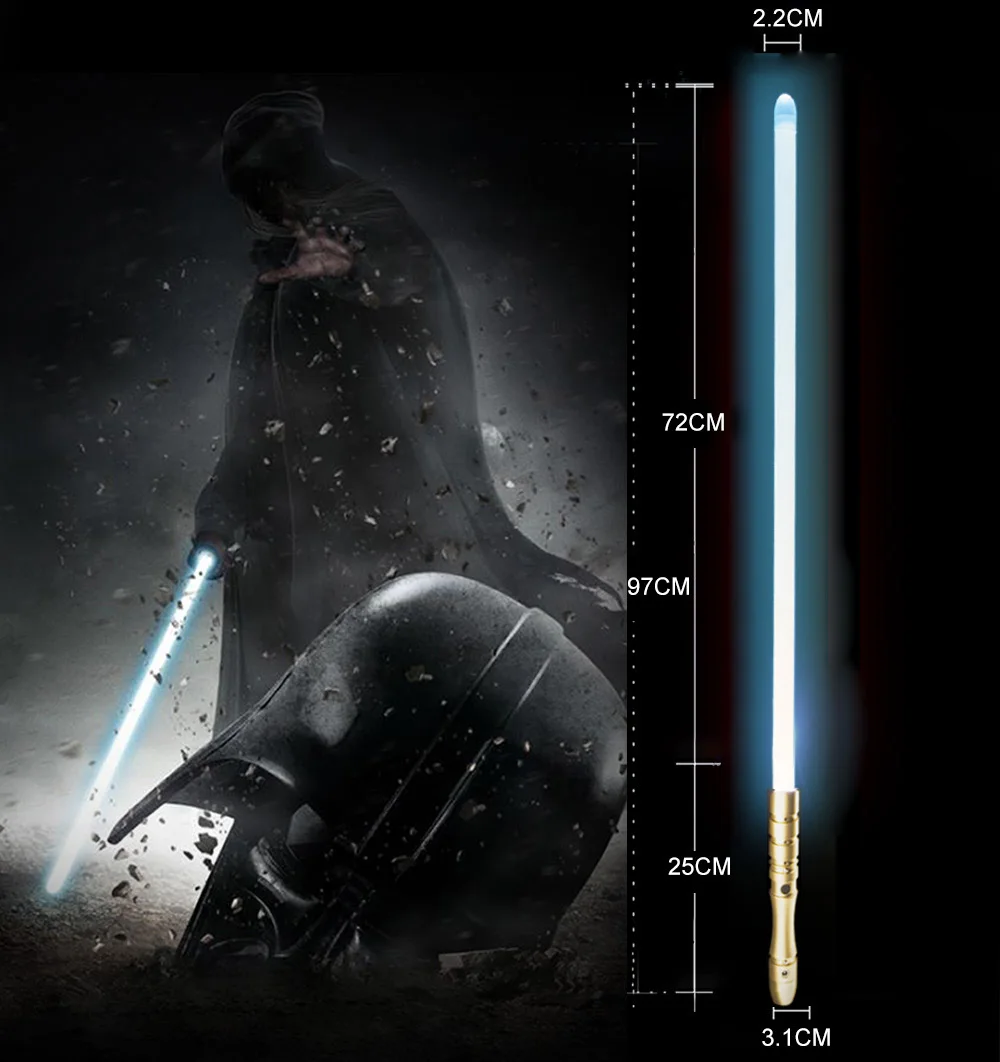 Светильник saber со звуковым сигналом, светильник Jedi Sith Luke, подвесной светильник Saber Force, изменяющий цвет, с металлической ручкой - Цвет: Golden HD ice blue