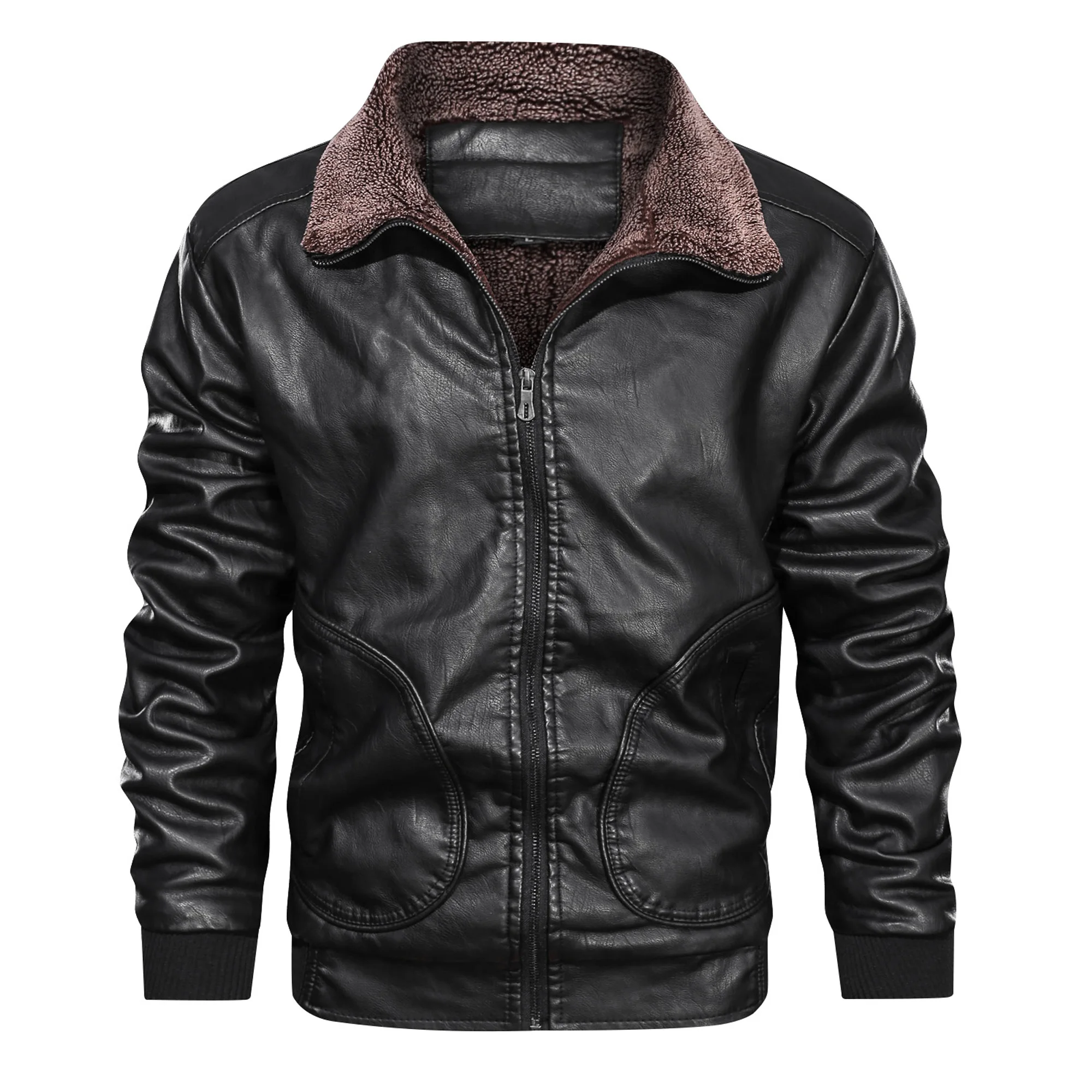 CARANFIER 2020 Men's Leather Jackets Winter Fleece Thick Men Jacket New Autumn Leather Coats Casual European Size Dropshipping CARANFIER 2020 Men's Leather Jackets Winter Fleece Thick Men Jacket New Autumn Leather Coats Casual European Size Dropshipping