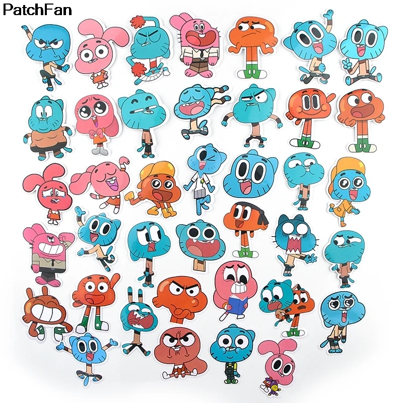 12 компл. Patchfan 39 шт. удивительный мир Gumball художественный принт Декор стены ноутбук телефон багаж ноутбук Скрапбукинг Стикеры A2631