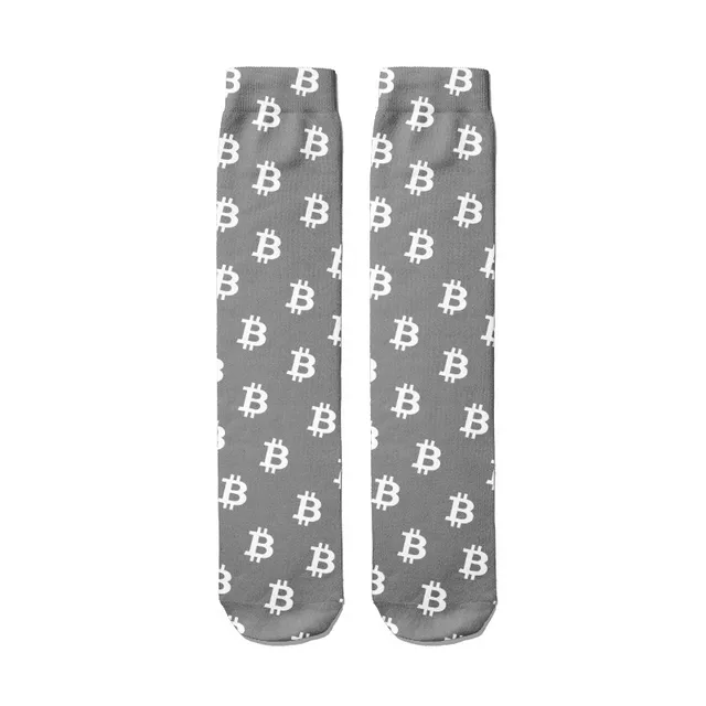 Colorful Bitcoin Currency Cotton Socks For Women Unisex 3D Printed Street Hip Hop Straight Socks Cryptocurrency High Knee Socks style3