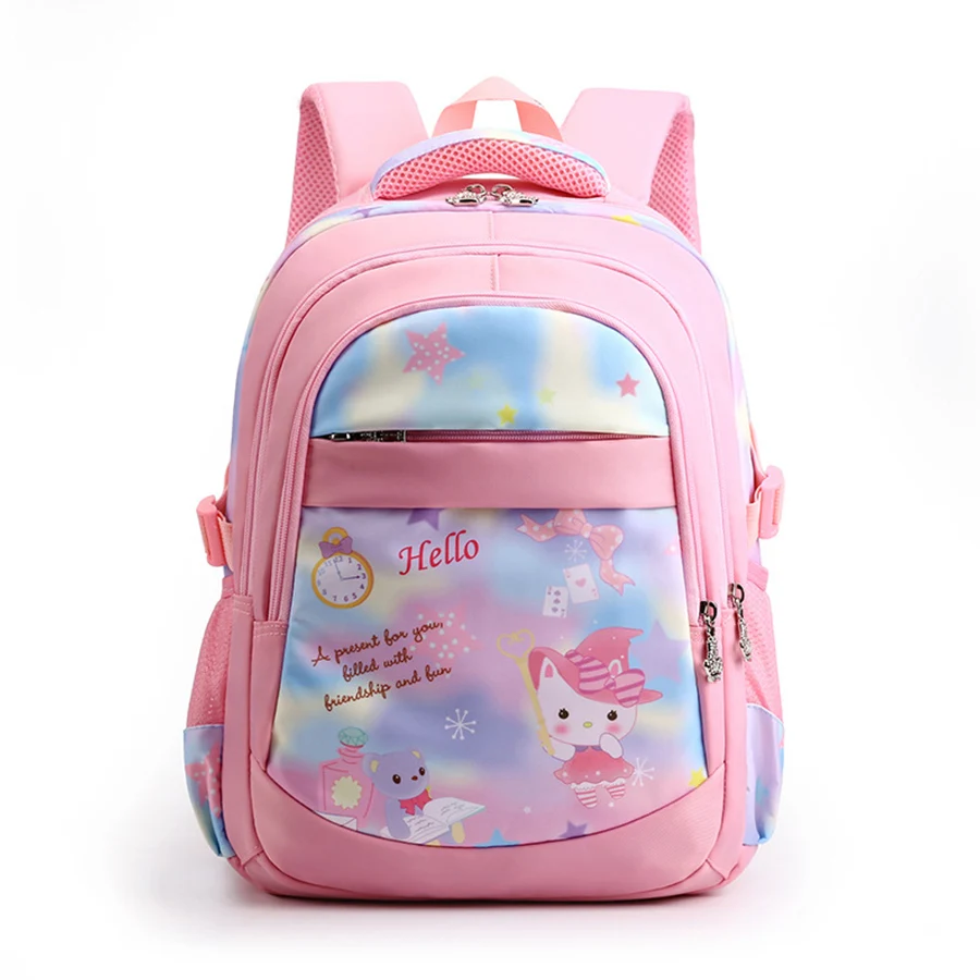 

Kawaii Cat cartoon printing school bags for girls Princess Pink Children Orthopedic School Backpack Suits for Grade 1-6 Mochila