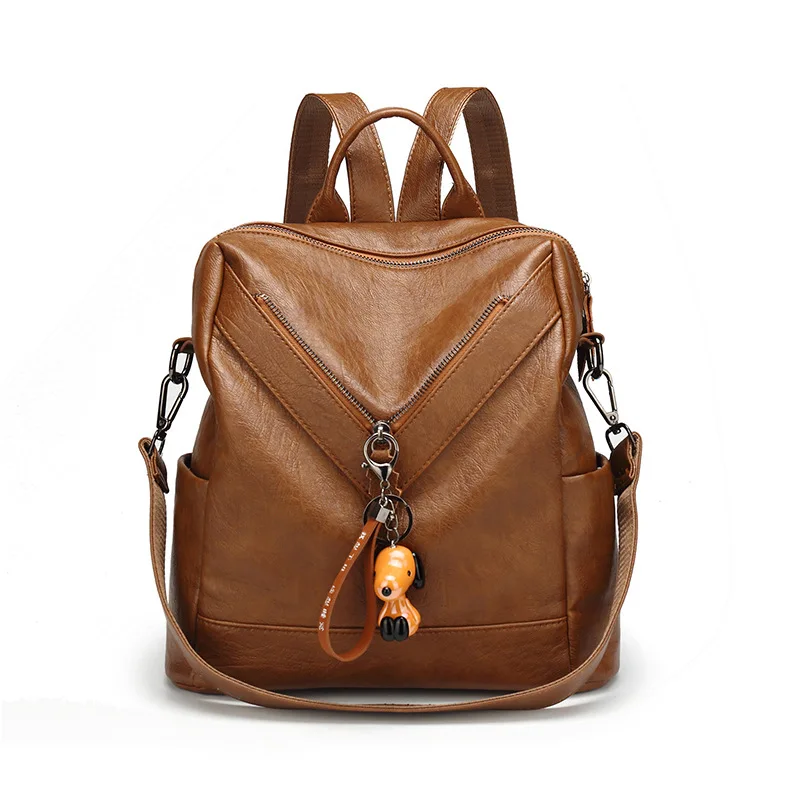 

Fashion Multi-functional Backpack Women's 2018 Korean-style New Style Students Soft Leather Backpack Casual Dual Purpose Travel