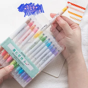 

12pcs Highlighter Pen Color Changing Magic Painting Plastic Stationery Supply Note Taking Gift Art Marker Journal Diary DIY