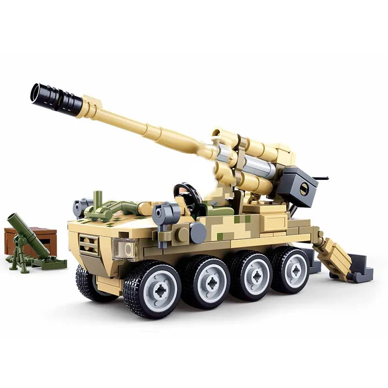 Военная армия Второй мировой войны WW2 полиция спецназ Солдат Германия sturmgeschultz III модель танка строительные блоки кирпичи детские игрушки - Цвет: Шоколад