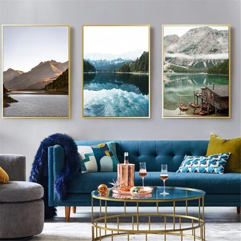 

Landscape Wall Art Canvas HD Print Mountain Lake Clouds House Wall Picture For Bedroom Modern Home Decor Nature Poster