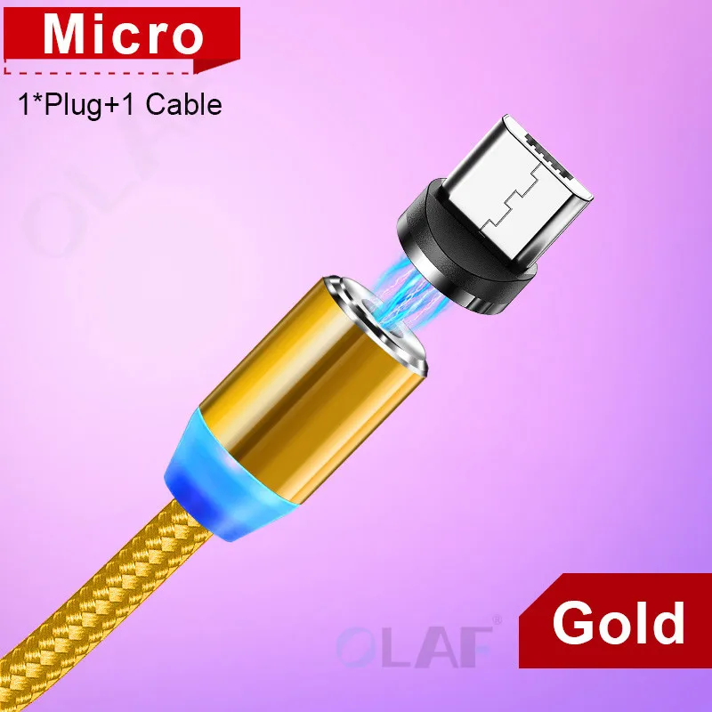 Магнитный usb-кабель Олаф для быстрой зарядки, кабель Micro USB type C, Магнитный зарядный кабель для мобильного телефона, usb шнур для iPhone X 7 samsung - Цвет: Gold For Micro