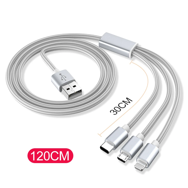 ROCK Быстрая зарядка USB кабель 3 в 1 для iPhone 11 XS X 8 7 6 Micro usb type C мобильный телефон Android шнур для samsung Xiaomi redmi