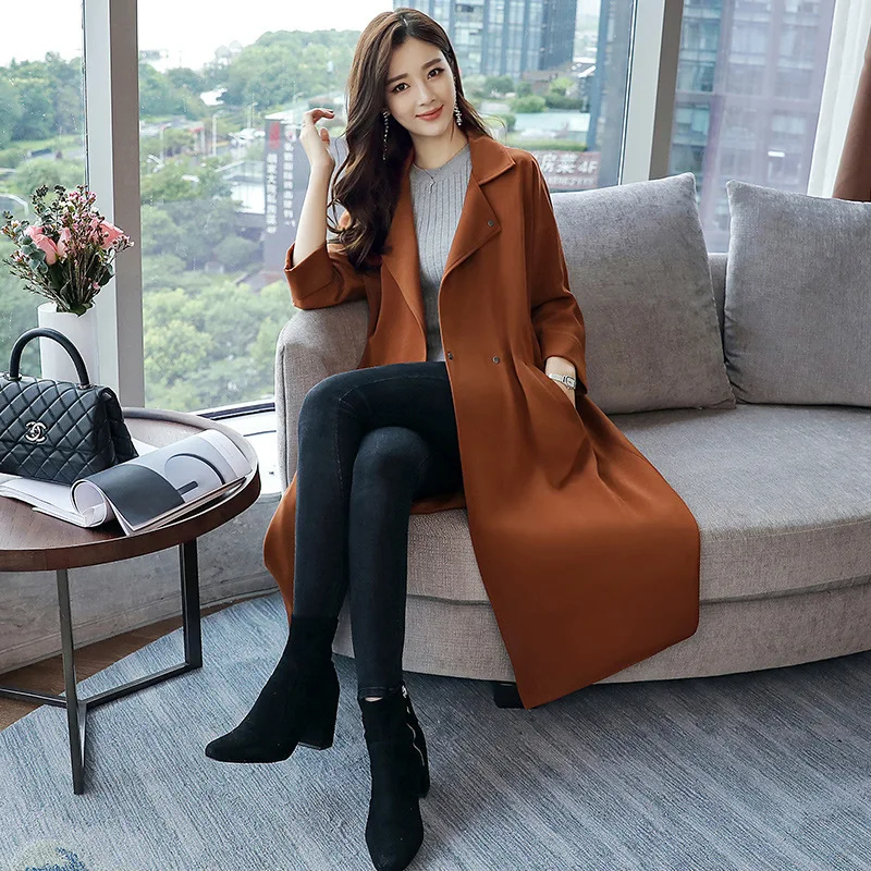 

2018 Spring And Autumn New Products WOMEN'S Dress British Style Elegant Double Breasted Loose-Fit Slimming Coat Women's Women's