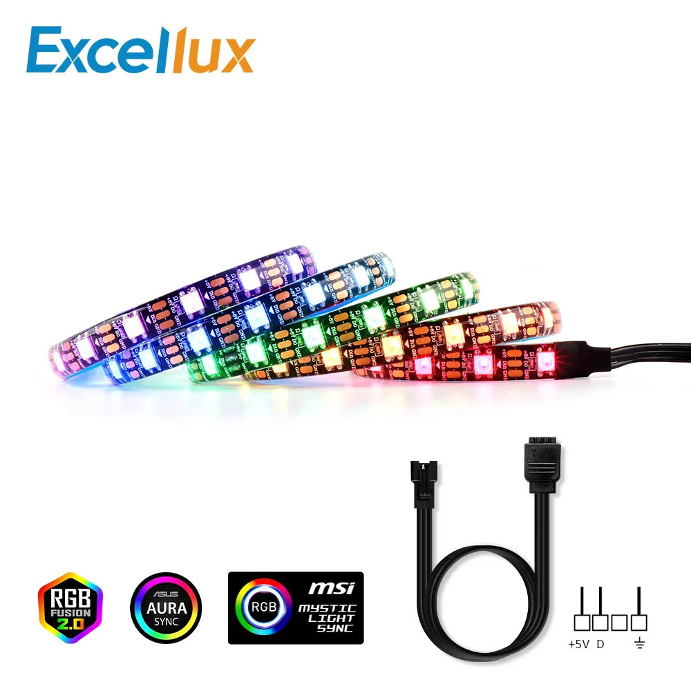 Светодиодная лента светильник RGB 5 В Адресуемая ws2812b для ПК чехол материнская