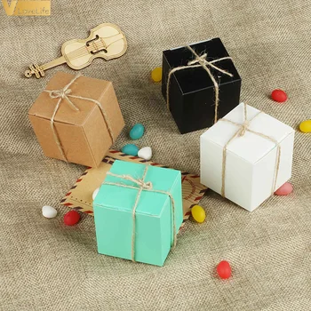 

50pcs 5cm Mini Square Candy Box Single Muffin Box Portable Window Cupcake Box Mousse Mud Pudding Bottle Packaging Cup Gifts