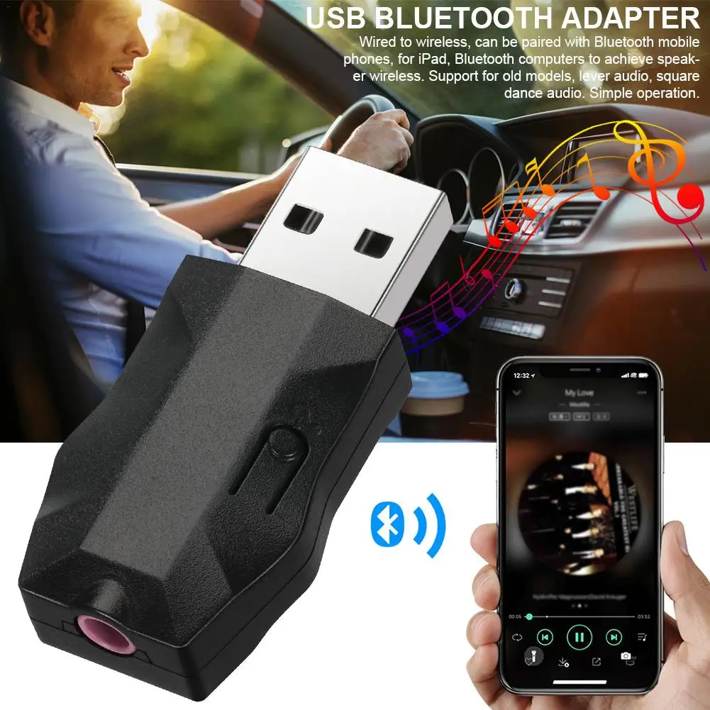 

USB Bluetooth 5.0 Music Receiver 3.5MM Audio Transmitter Hands-free Car Adapter Dongle 5.0 EDR Receiver For Stereo Headphones
