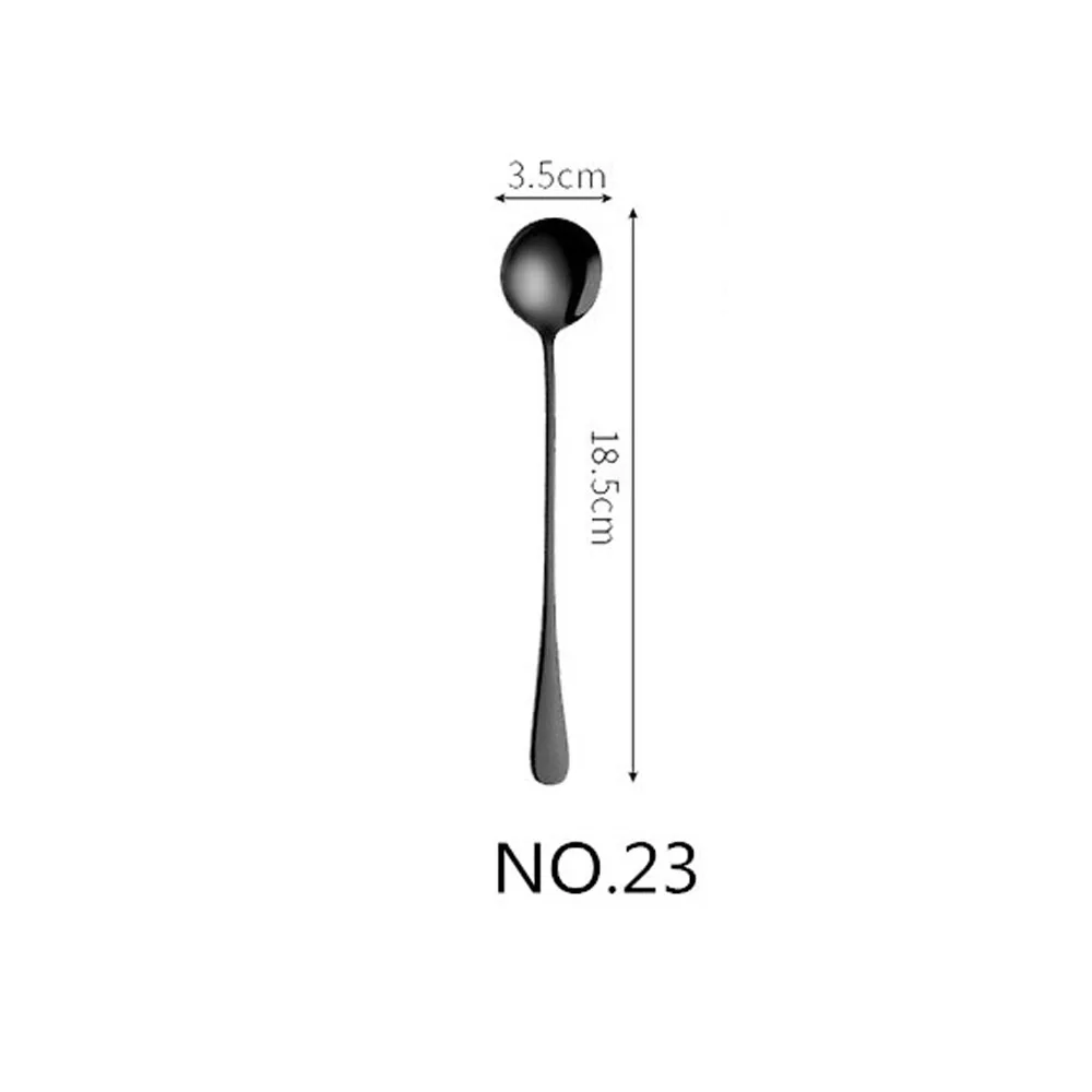 NO.23 Round Icespoon 1/5 шт Лидер продаж Черный Комплектная посуда столовые ножи вилки и ложки в западном стиле кухонная посуда Нержавеющая сталь домашний праздничный набор столовой посуды - Цвет: NO.23 Round Icespoon